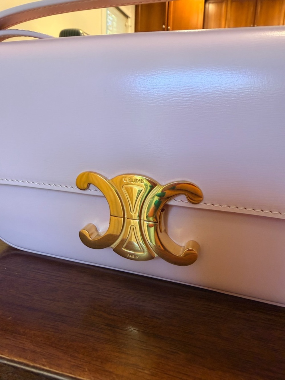 Celine Teen Shiny Calfskin Triomphe Shoulder Bag - Picture 2 of 6